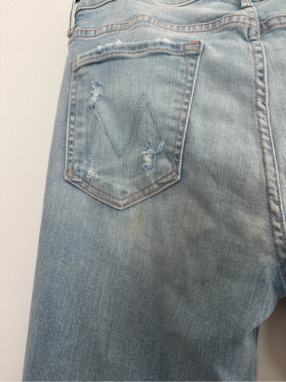 Mother The Weekender Flare Jean Free Hugs Distressed Light Wash Denim - Picture 9 of 15